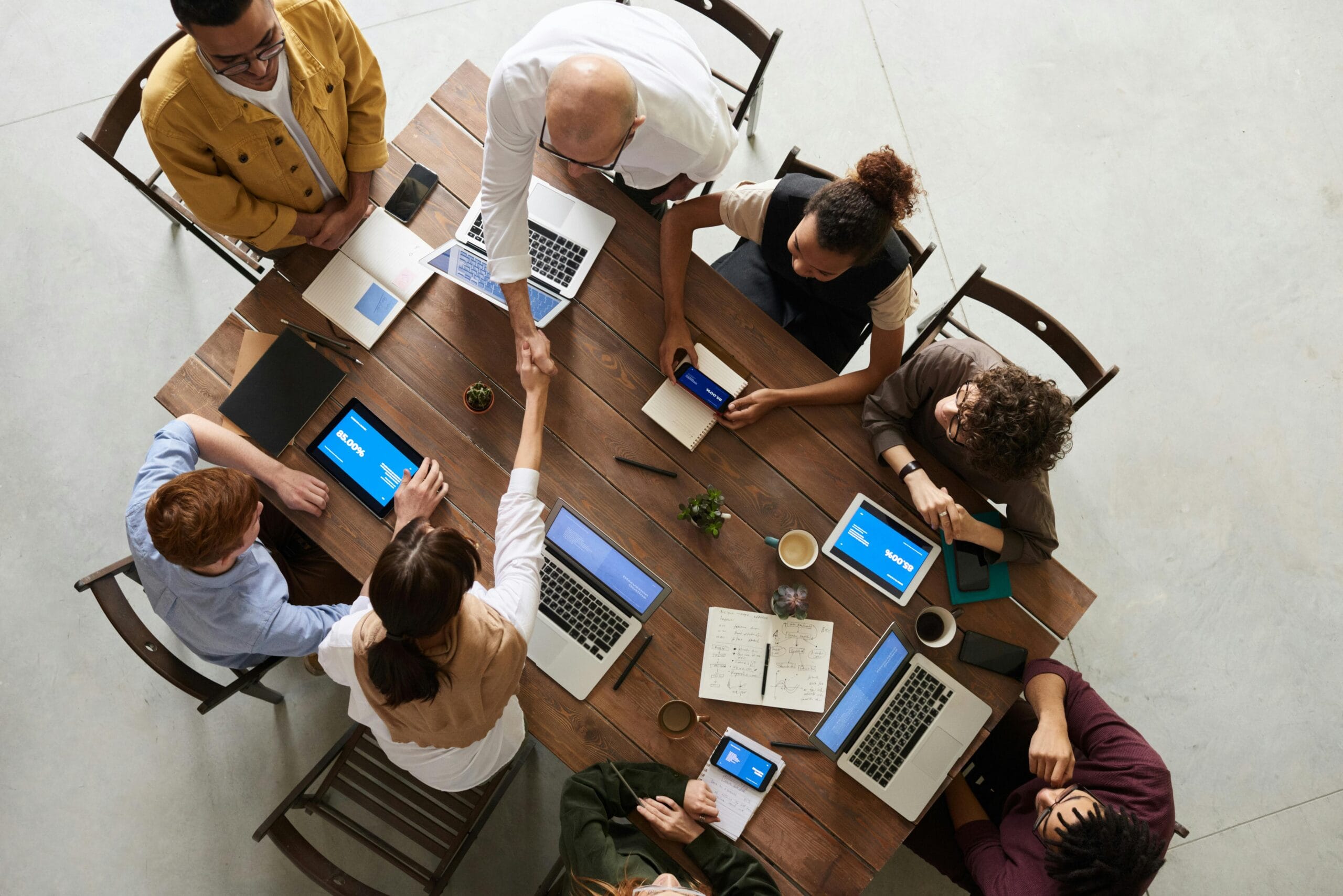 People working on strategy around a table